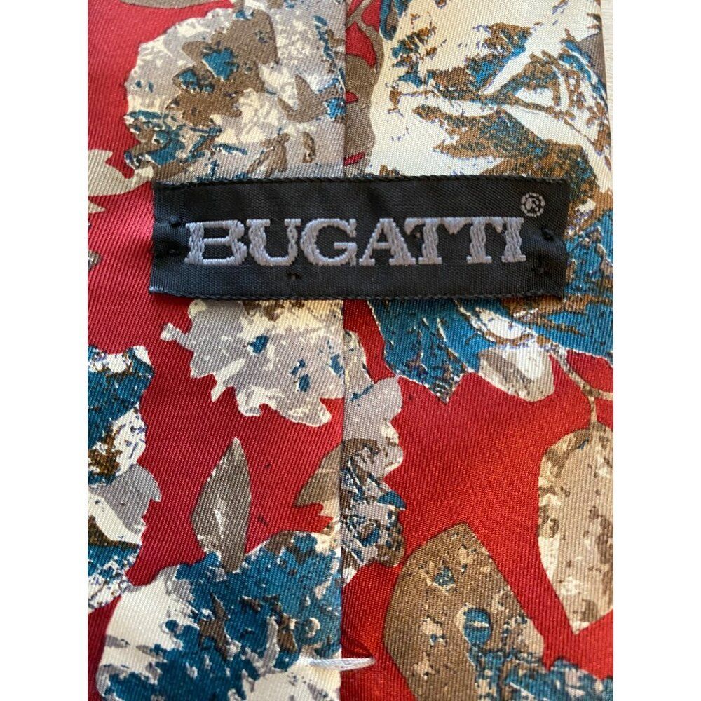 Bugatti Floral Tie 100% Italian Silk Made In USA 59" Mens Classic Necktie - Picture 4 of 8